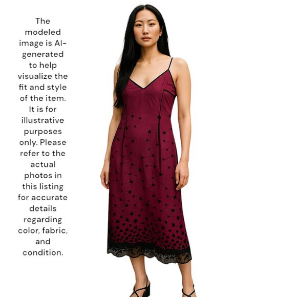 Nicole Miller Collection Vintage 1990s Pink Black Mesh Sequin Slip Dress Size 0 - Picture 2 of 8